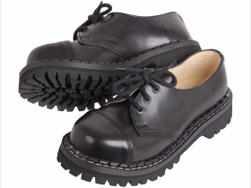 Steadys Obuv, Kožené topánky - polboty 3. dierové čierne s prešívanou oceľovou špičkou